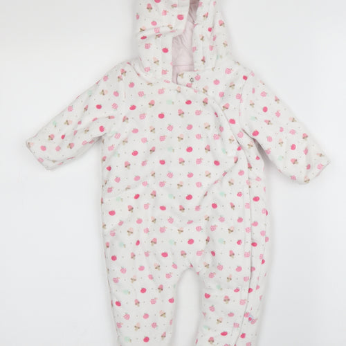 Mothercare Girls White   Babygrow One-Piece Size 3-6 Months