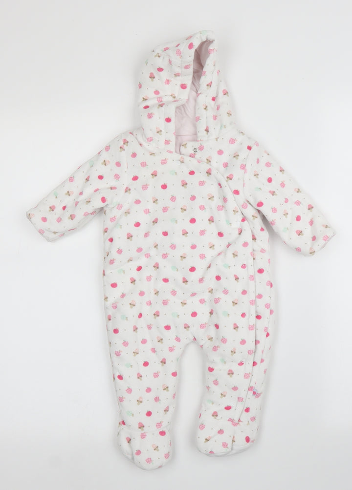 Mothercare Girls White Babygrow One-Piece Size 3-6 Months