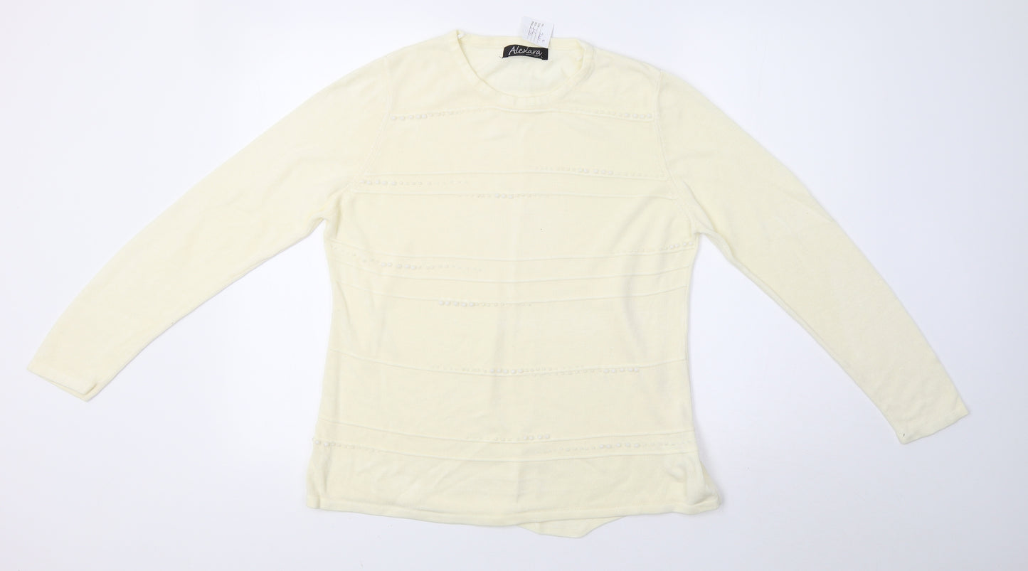 alexara Womens Yellow  Knit Pullover Sweatshirt Size 12