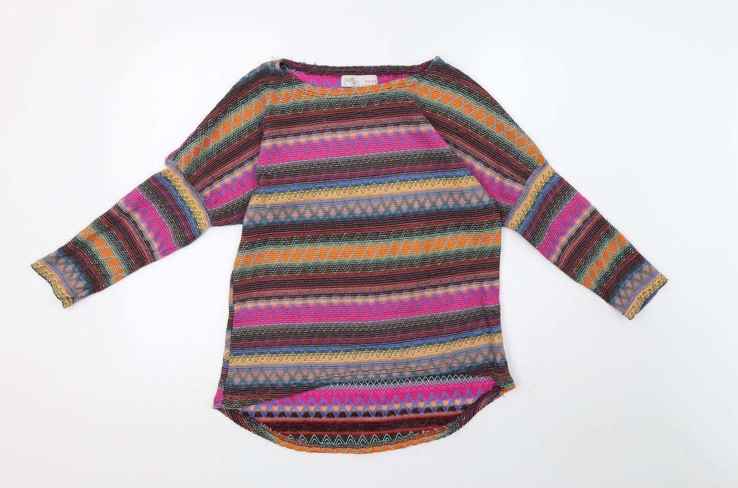 Cameo Rose Womens Pink Geometric Knit Pullover Sweatshirt Size L