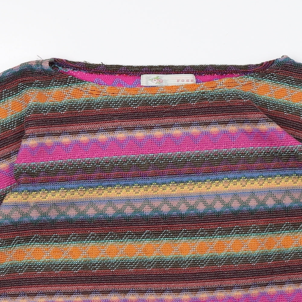 Cameo Rose Womens Pink Geometric Knit Pullover Sweatshirt Size L