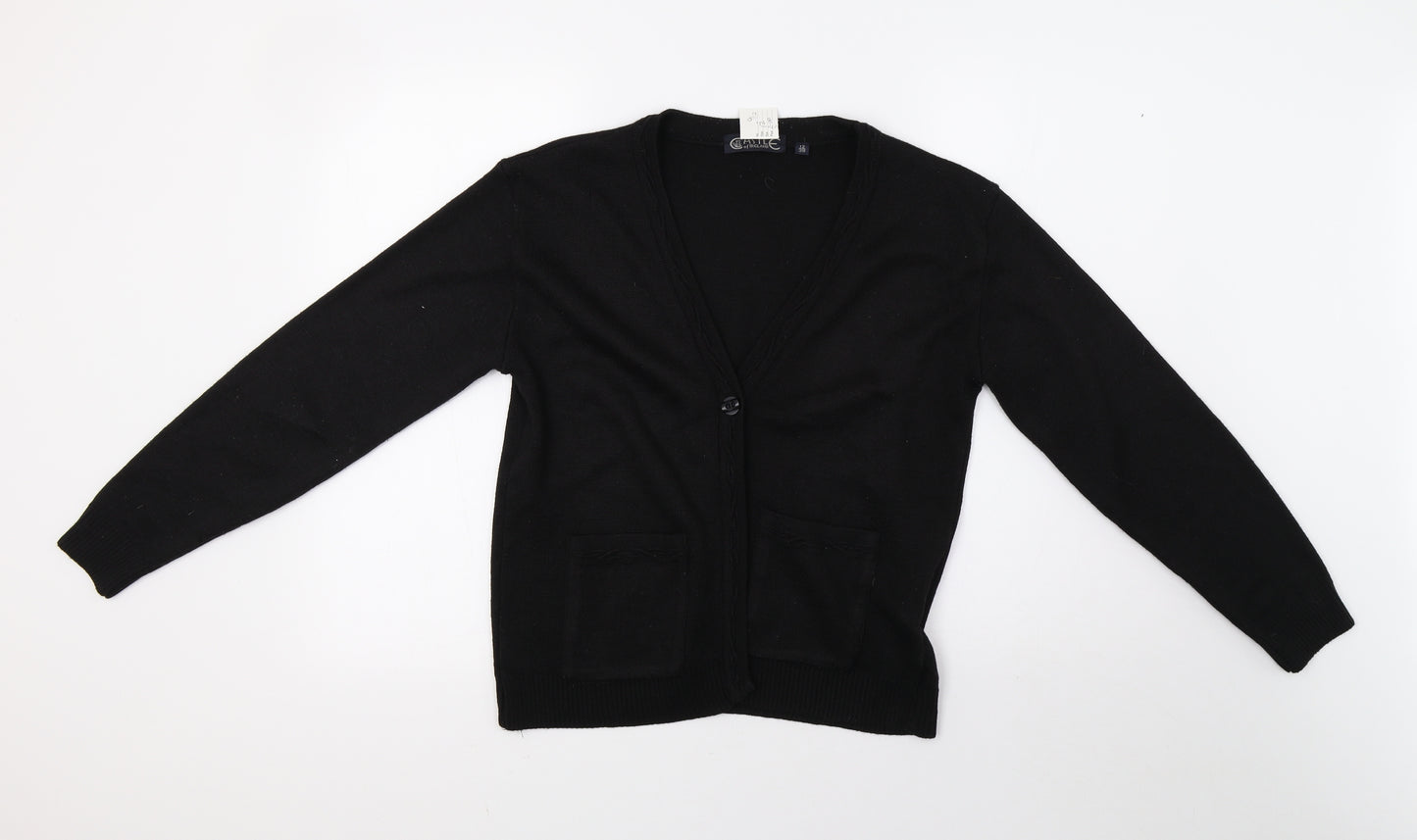 astle Womens Black  Knit Cardigan Jumper Size 12