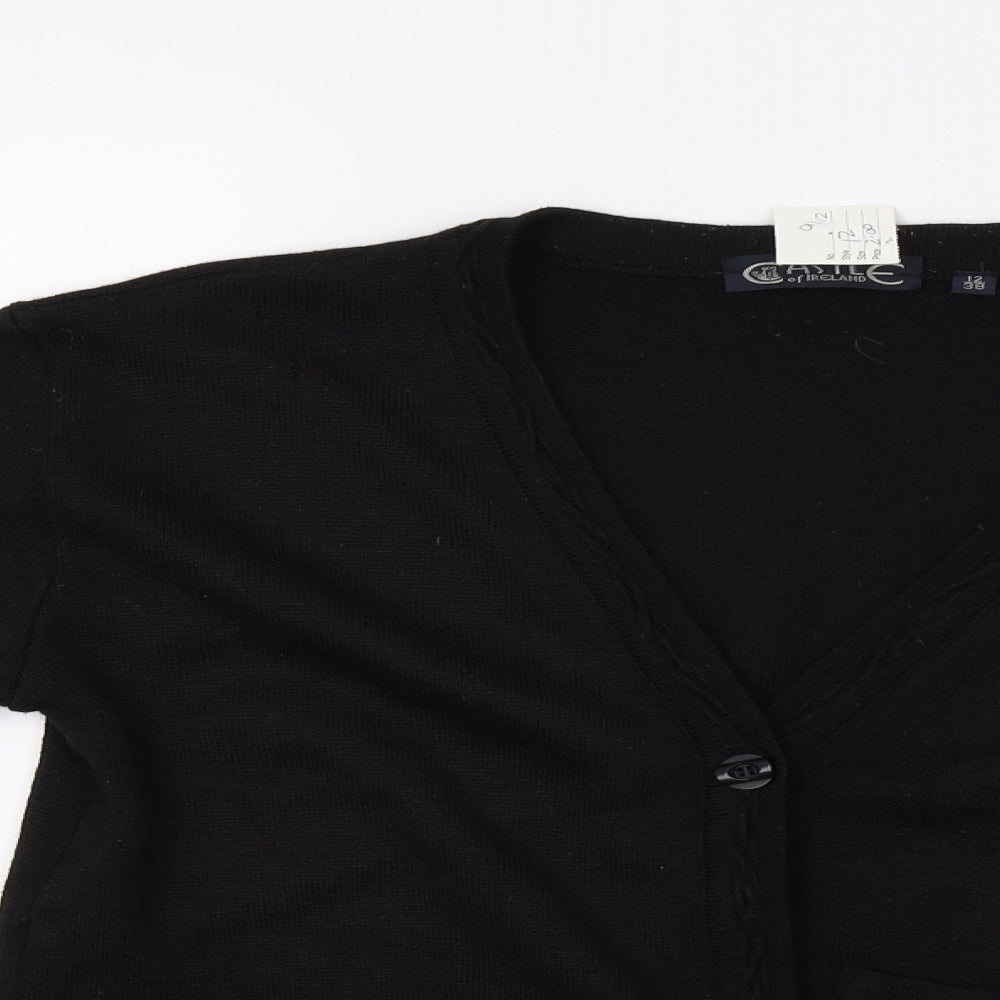 astle Womens Black  Knit Cardigan Jumper Size 12