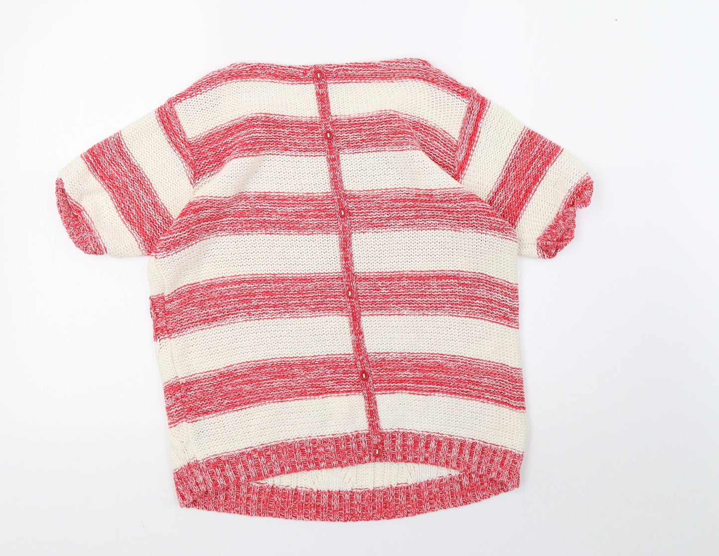 M&Co Womens White Striped Knit Pullover Sweatshirt Size M