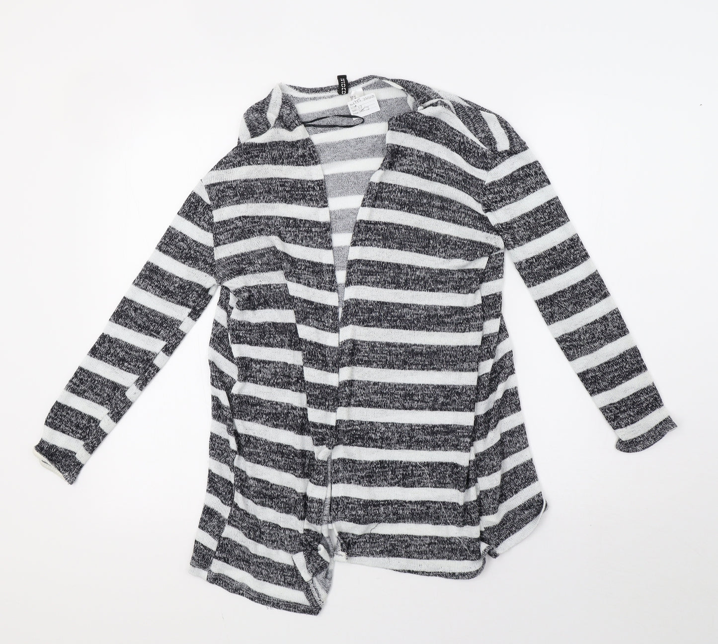 H&M Womens White Striped Knit Cardigan Jumper Size M
