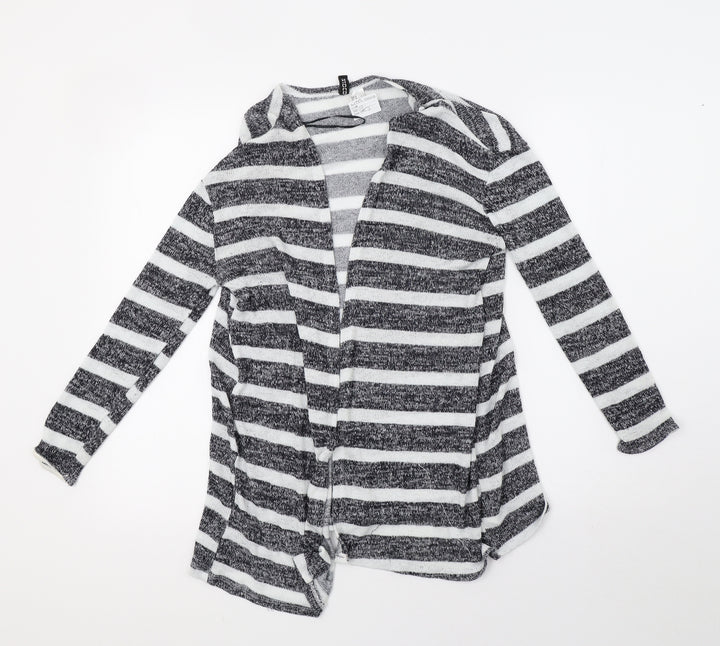 H&M Womens White Striped Knit Cardigan Jumper Size M