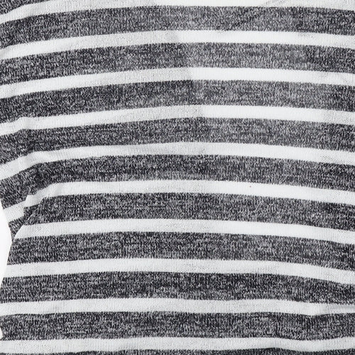 H&M Womens White Striped Knit Cardigan Jumper Size M