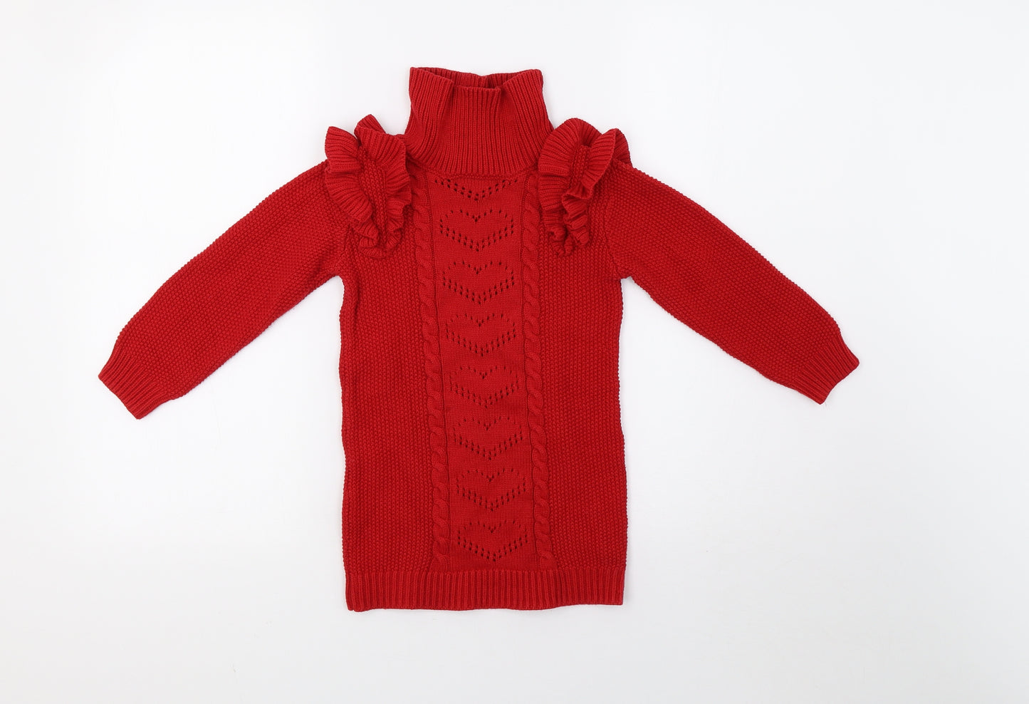 Matalan Girls Red  Knit Pullover Sweatshirt Size 3-4 Years