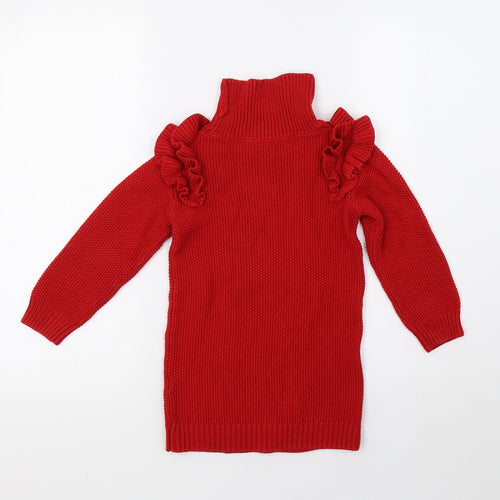 Matalan Girls Red  Knit Pullover Sweatshirt Size 3-4 Years