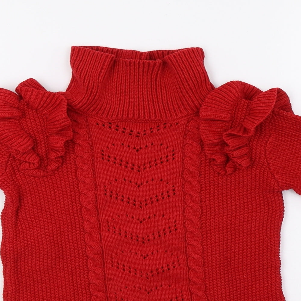 Matalan Girls Red  Knit Pullover Sweatshirt Size 3-4 Years