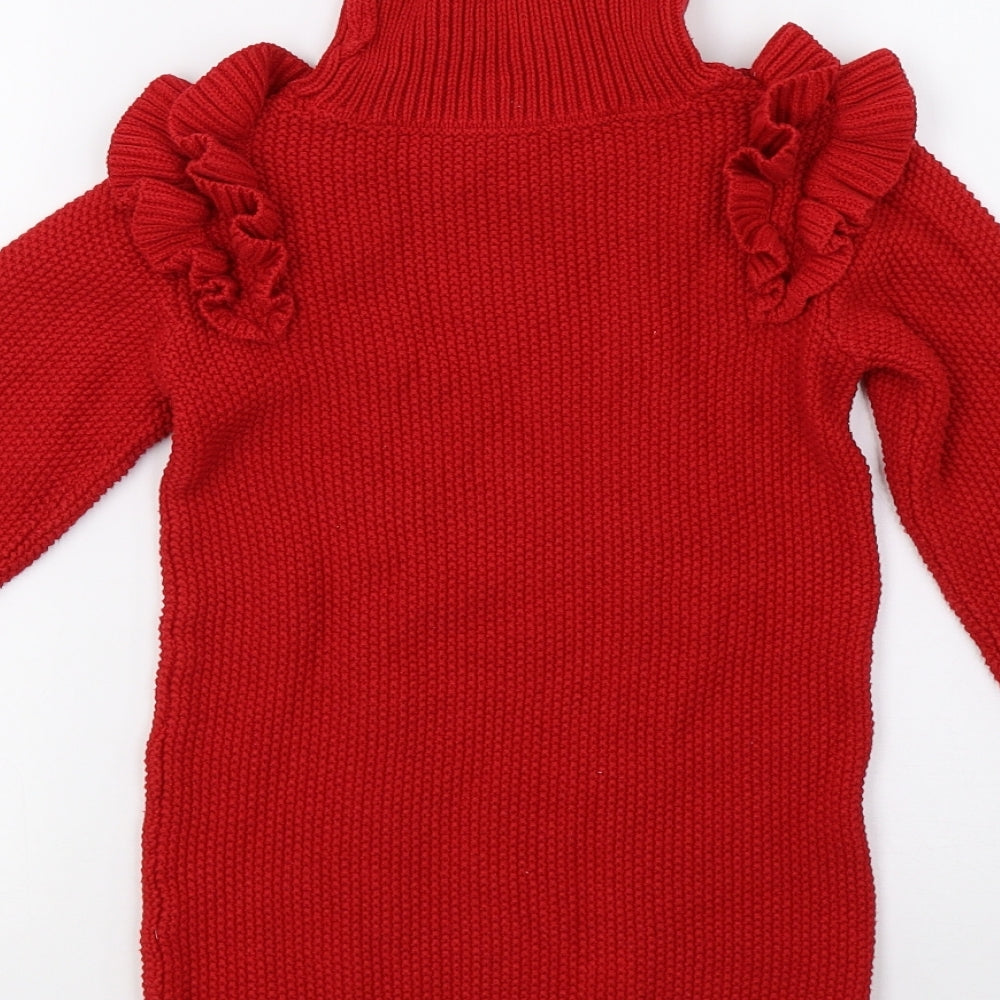 Matalan Girls Red  Knit Pullover Sweatshirt Size 3-4 Years