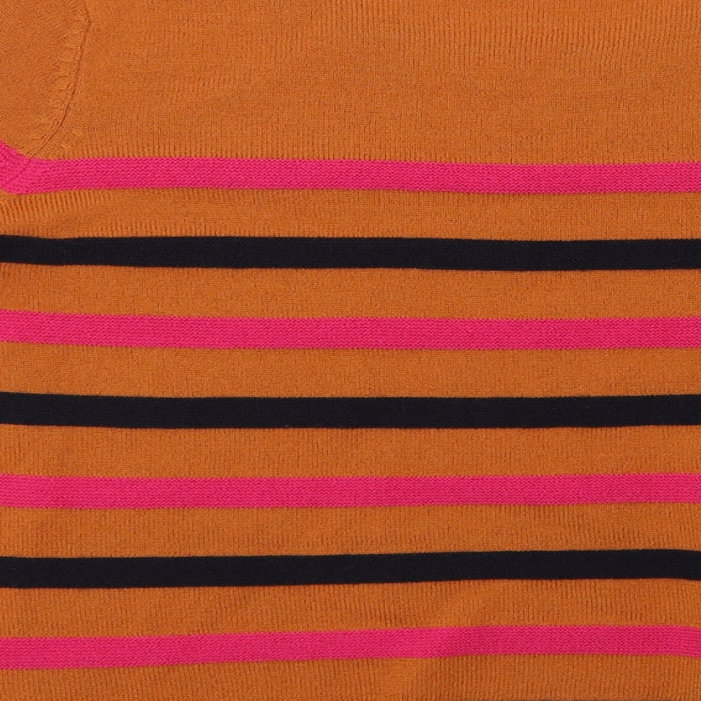 saisnburys Womens Orange Striped Knit Pullover Sweatshirt Size 12