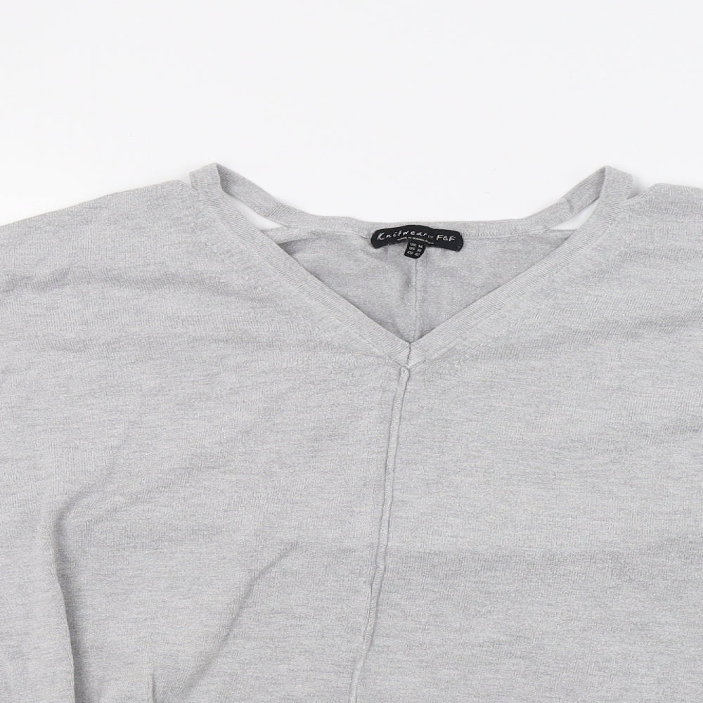 F&F Womens Grey  Knit Pullover Sweatshirt Size 14