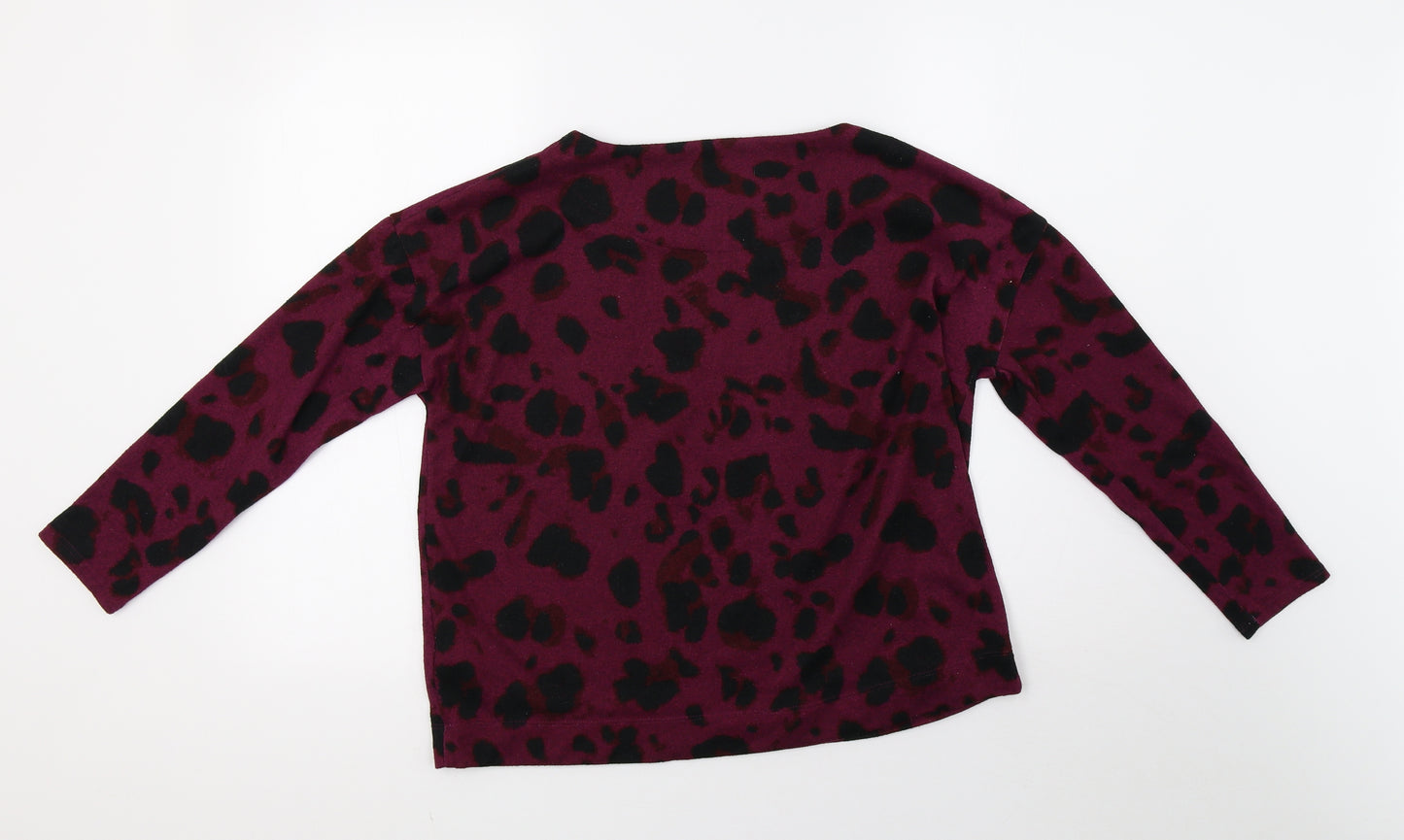 Debenhams Womens Purple Animal Print  Pullover Sweatshirt Size 12