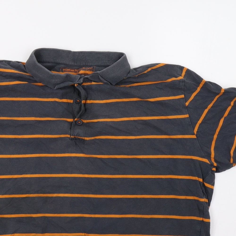 New Look Mens Gold Striped   Polo Size L