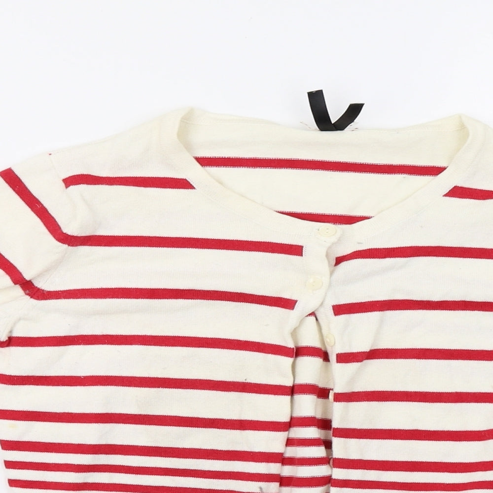 Primark Womens White Striped Knit Cardigan Jumper Size 12
