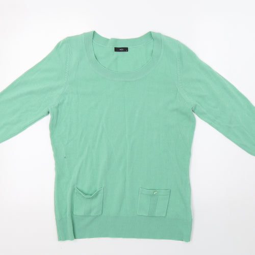 M&Co Womens Green  Knit Pullover Sweatshirt Size 12