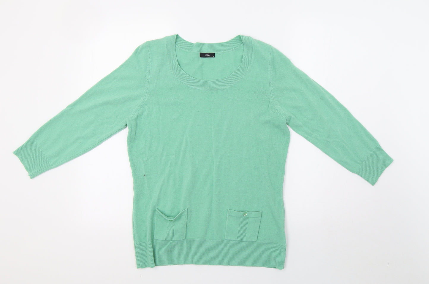 M&Co Womens Green  Knit Pullover Sweatshirt Size 12