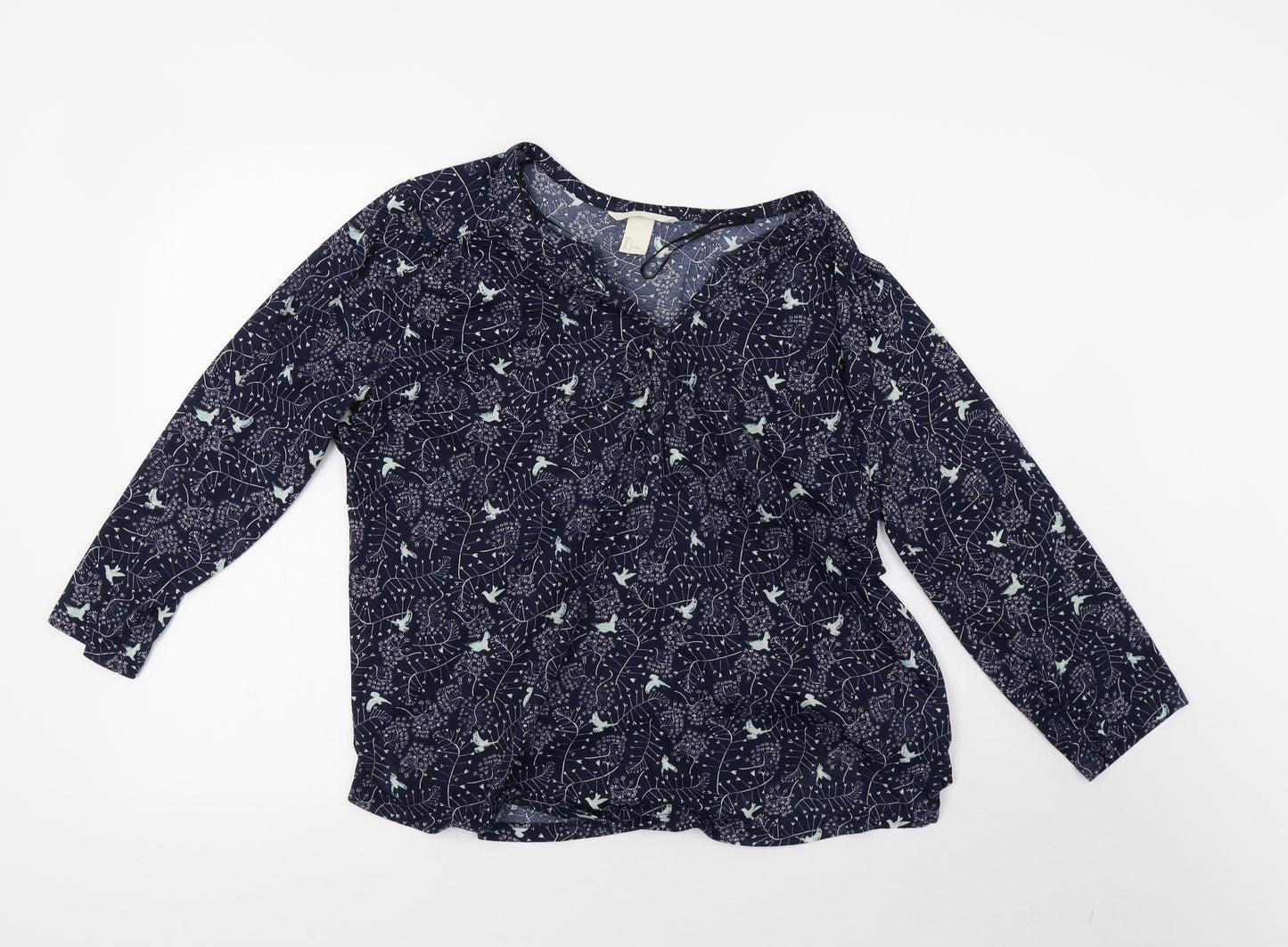 H&M Womens Blue Polka Dot  Pullover Sweatshirt Size L