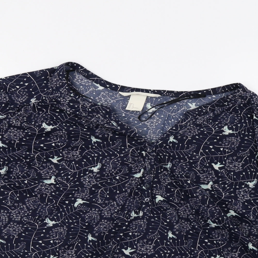 H&M Womens Blue Polka Dot  Pullover Sweatshirt Size L
