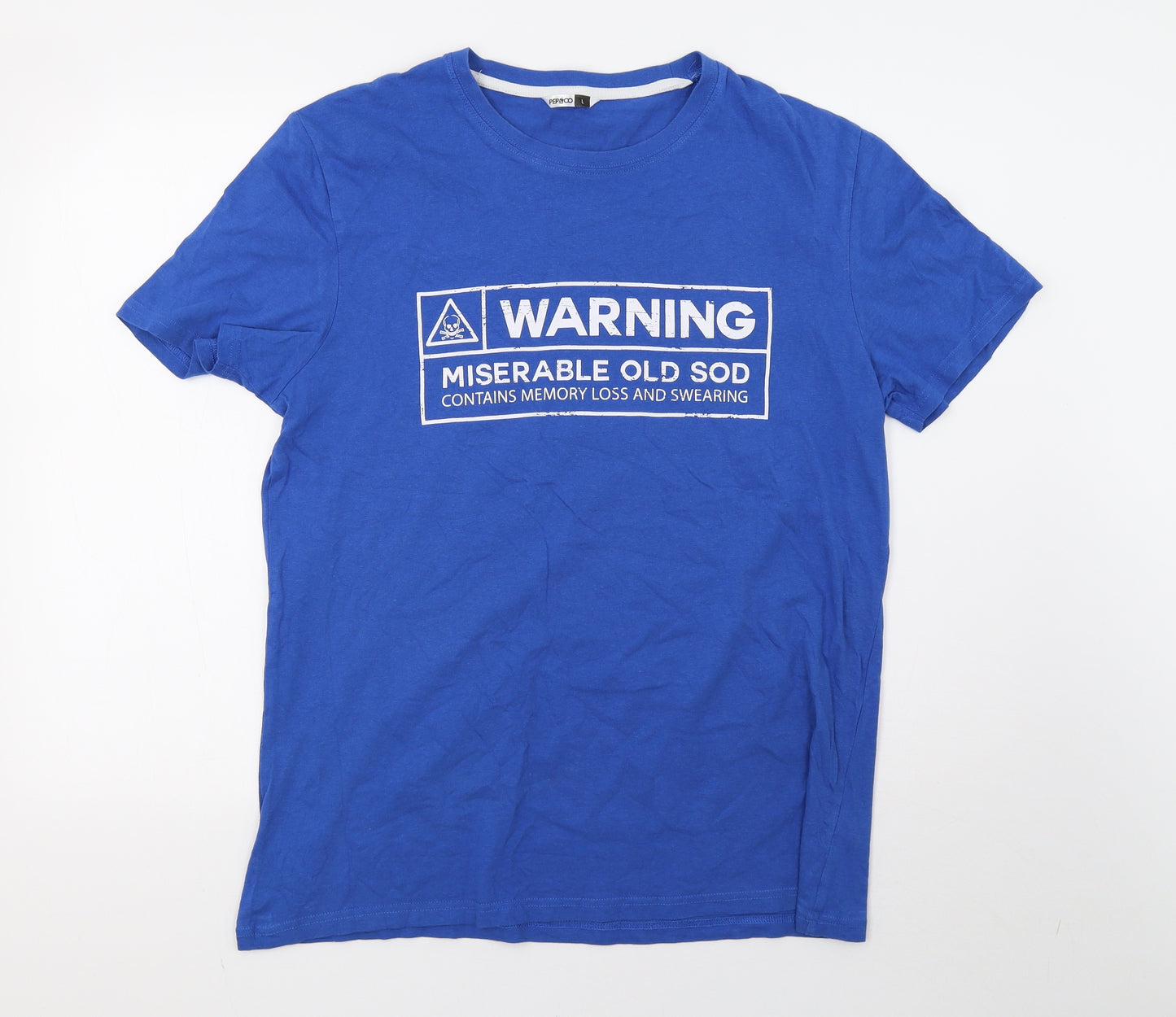 pep&co Mens Blue    T-Shirt Size L  - miserable old sod