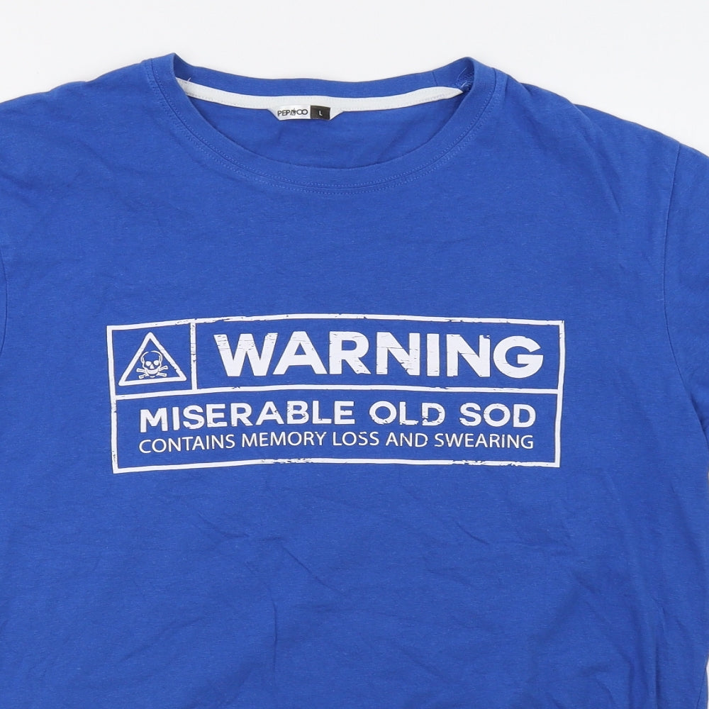 pep&co Mens Blue    T-Shirt Size L  - miserable old sod