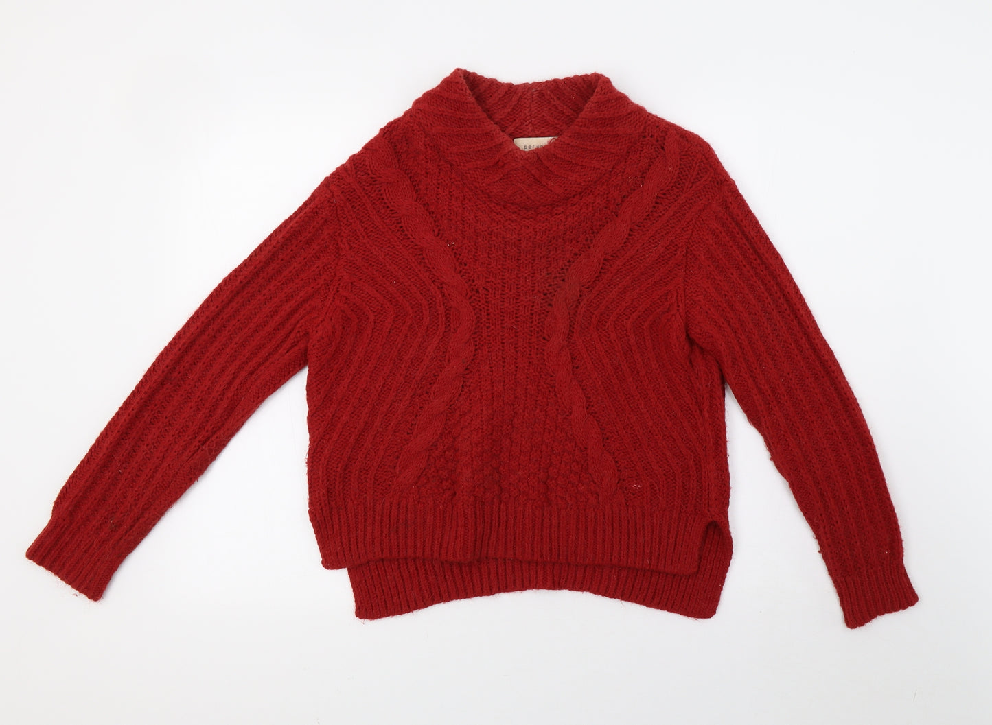 Marks and Spencer Womens Red Geometric Knit Pullover Sweatshirt Size 10