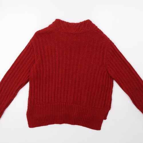 Marks and Spencer Womens Red Geometric Knit Pullover Sweatshirt Size 10