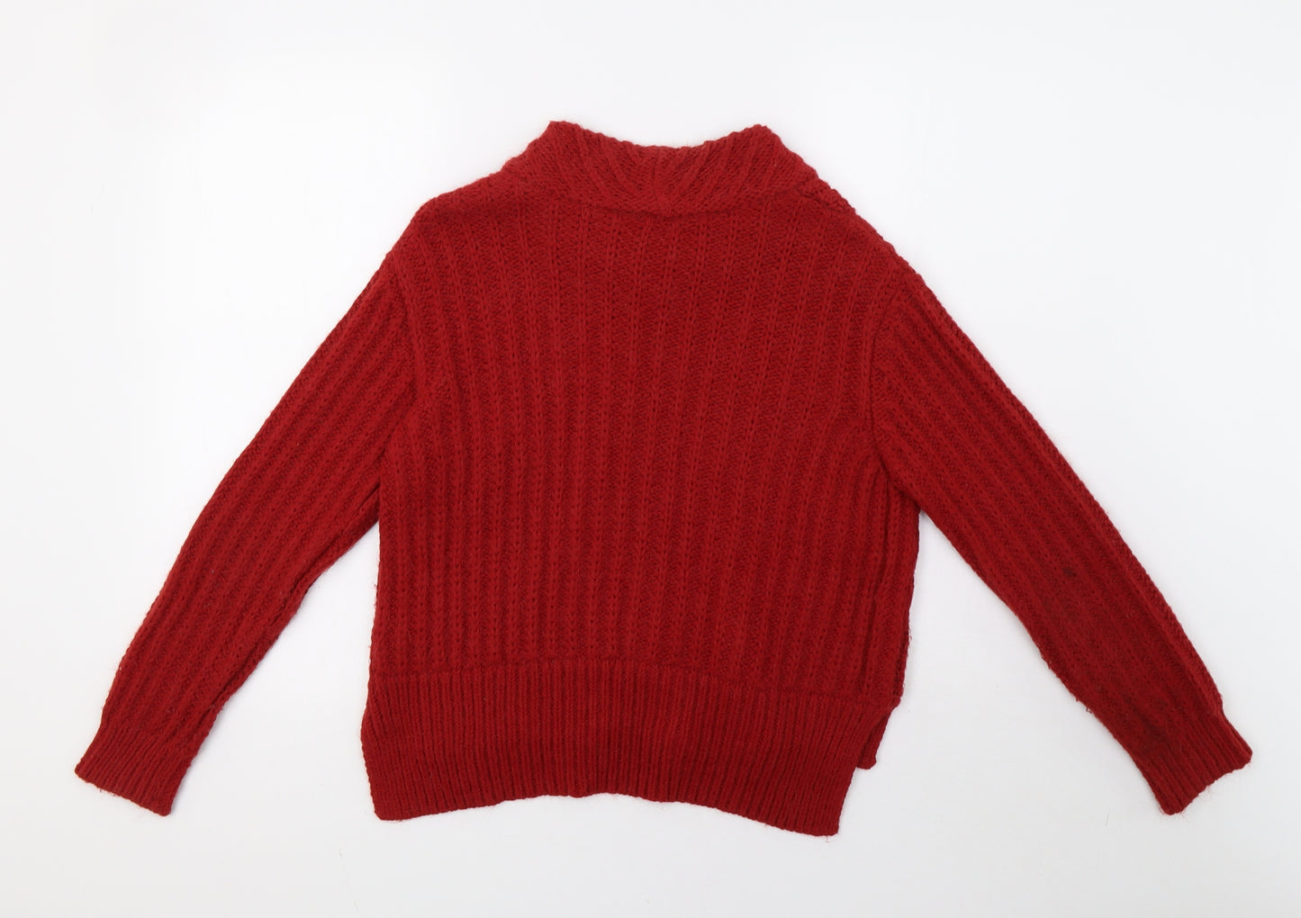 Marks and Spencer Womens Red Geometric Knit Pullover Sweatshirt Size 10