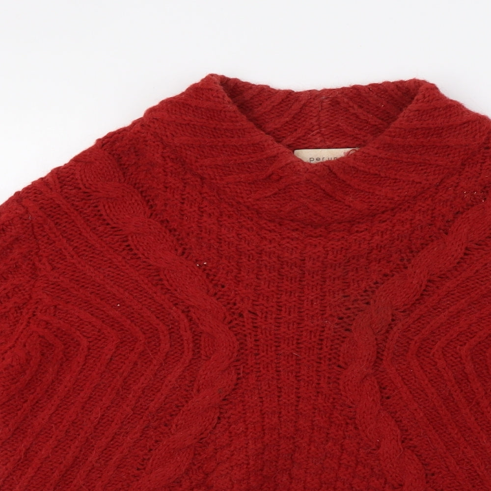 Marks and Spencer Womens Red Geometric Knit Pullover Sweatshirt Size 10