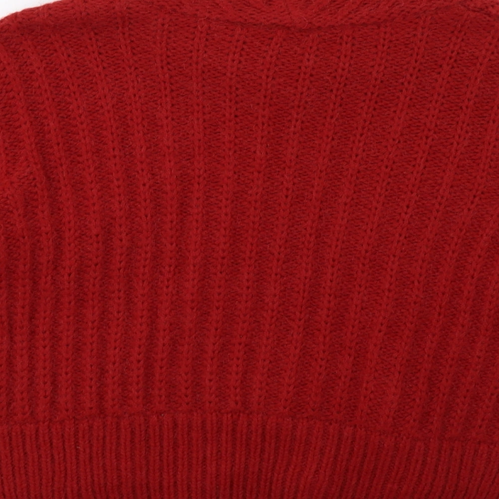 Marks and Spencer Womens Red Geometric Knit Pullover Sweatshirt Size 10