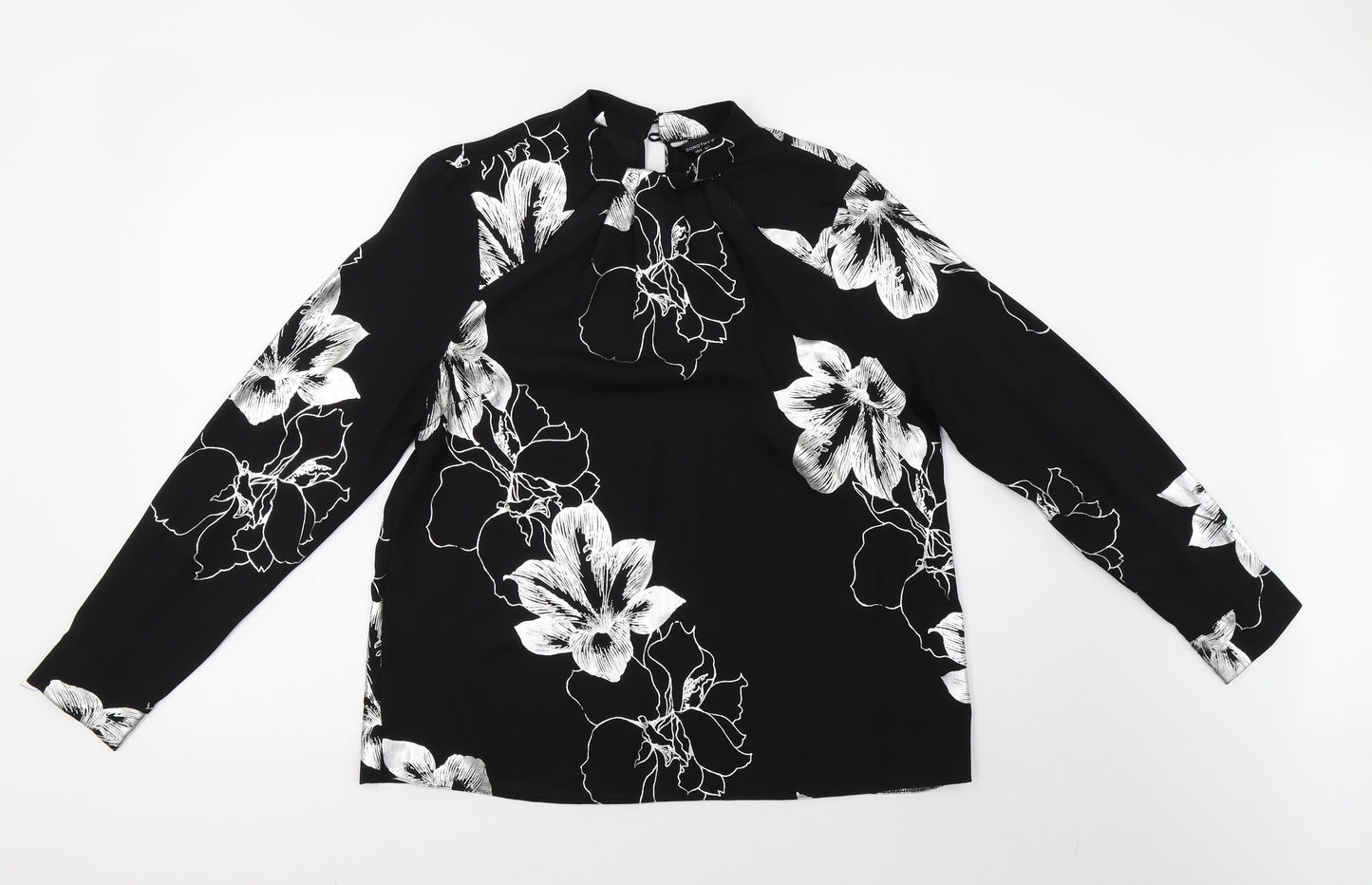 Dorothy Perkins Womens Black Floral  Basic Blouse Size 12