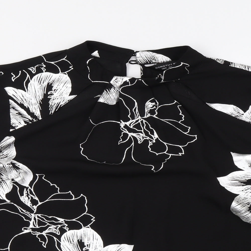 Dorothy Perkins Womens Black Floral  Basic Blouse Size 12