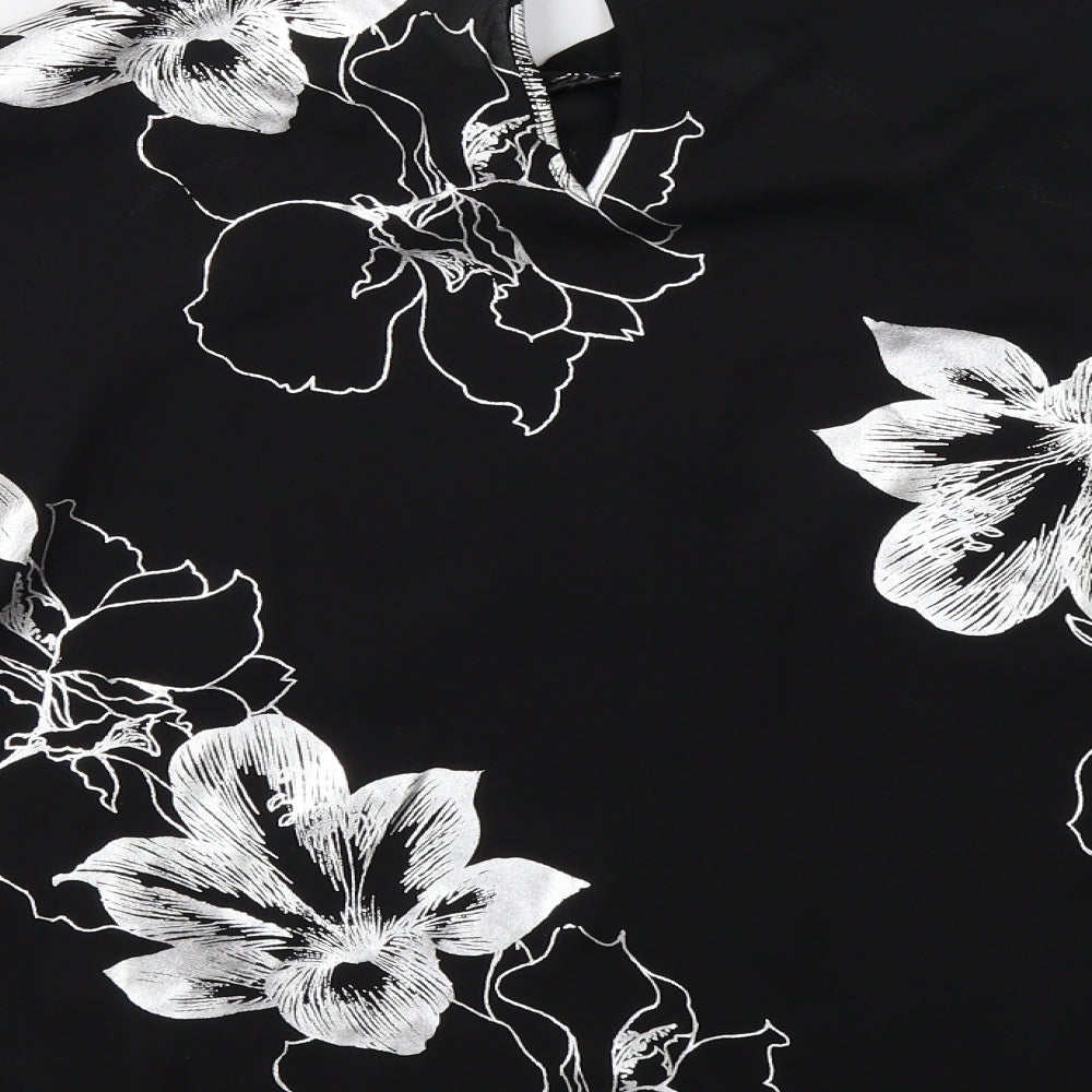 Dorothy Perkins Womens Black Floral  Basic Blouse Size 12