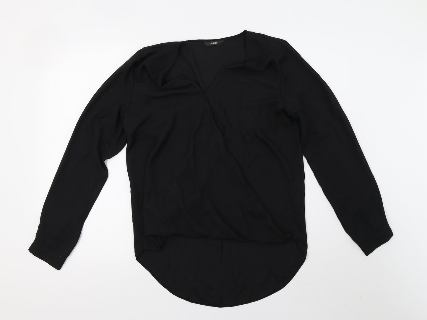 George Womens Black  Mesh Basic Blouse Size 12