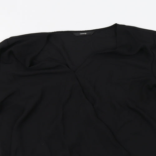 George Womens Black  Mesh Basic Blouse Size 12