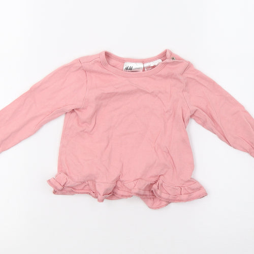 H&M Girls Pink   Basic T-Shirt Size 9-12 Months