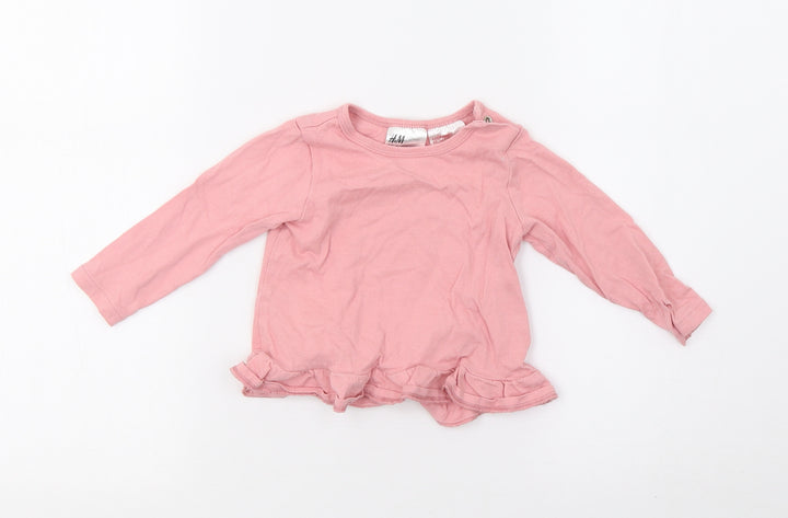 H&M Girls Pink   Basic T-Shirt Size 9-12 Months