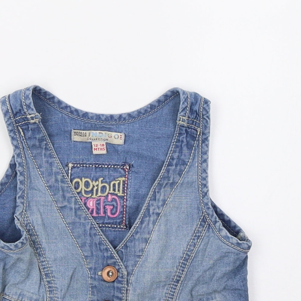 Indigo Girls Blue   Gilet Jacket Size 12-18 Months