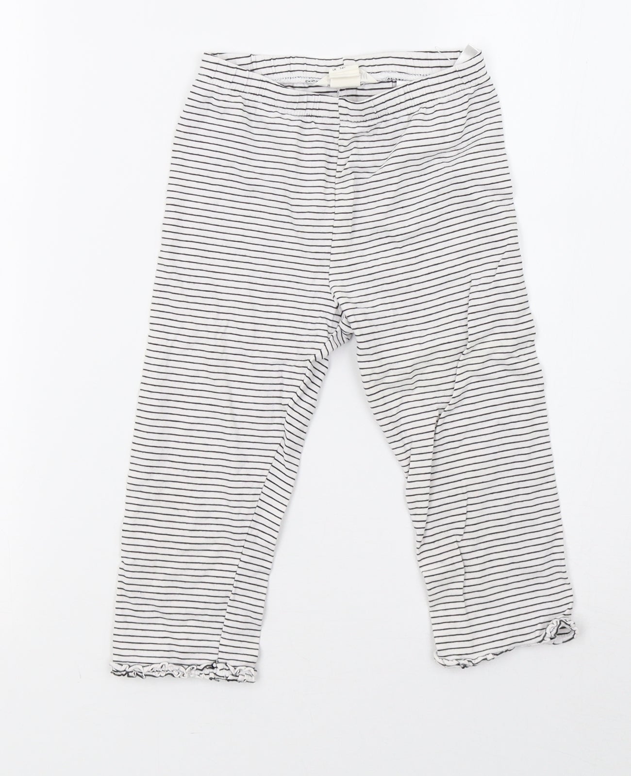 saisnburys Girls White Striped   Pyjama Pants Size 7-8 Years
