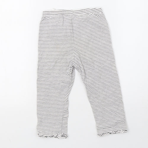 saisnburys Girls White Striped   Pyjama Pants Size 7-8 Years