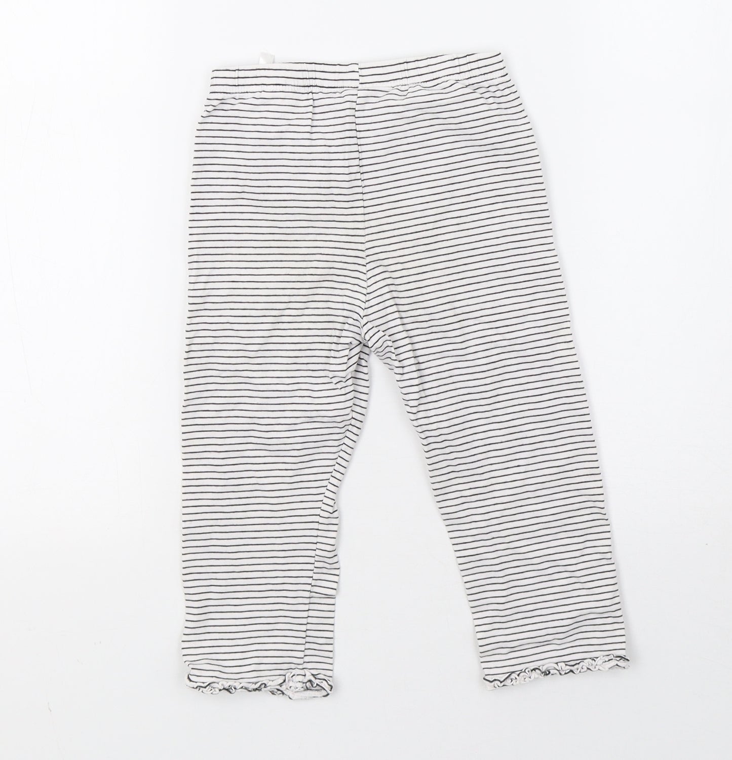 saisnburys Girls White Striped   Pyjama Pants Size 7-8 Years