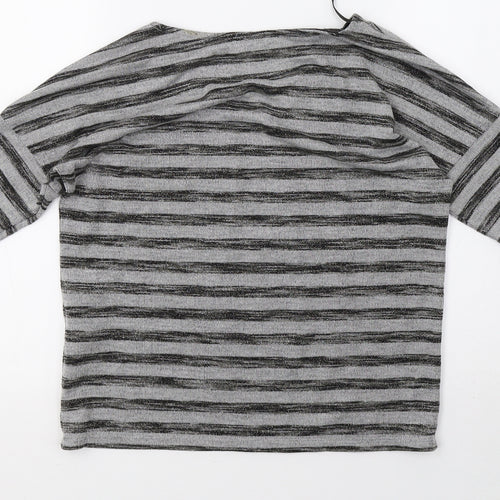 F&F Womens Grey Striped  Pullover Sweatshirt Size 8