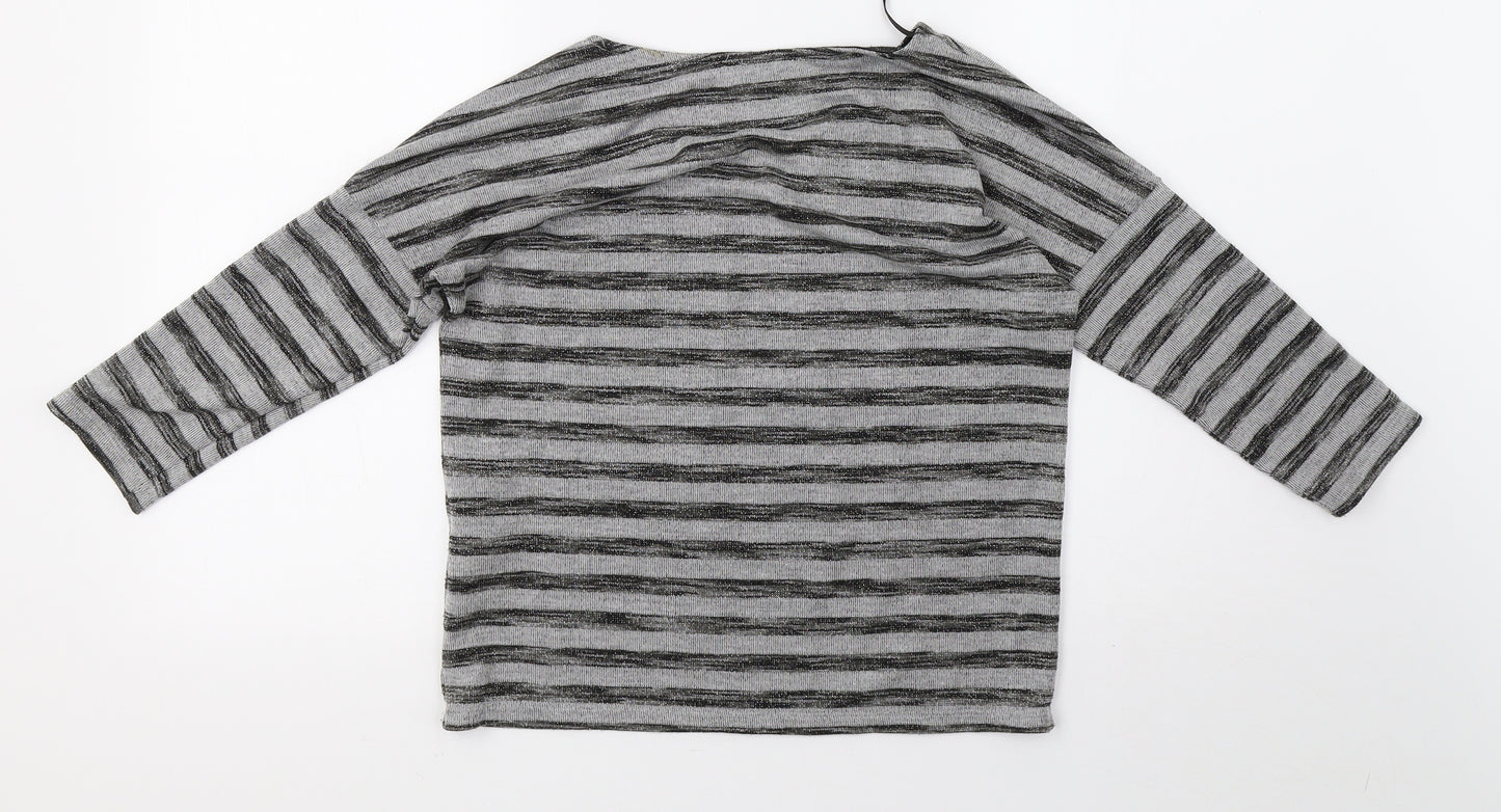 F&F Womens Grey Striped  Pullover Sweatshirt Size 8