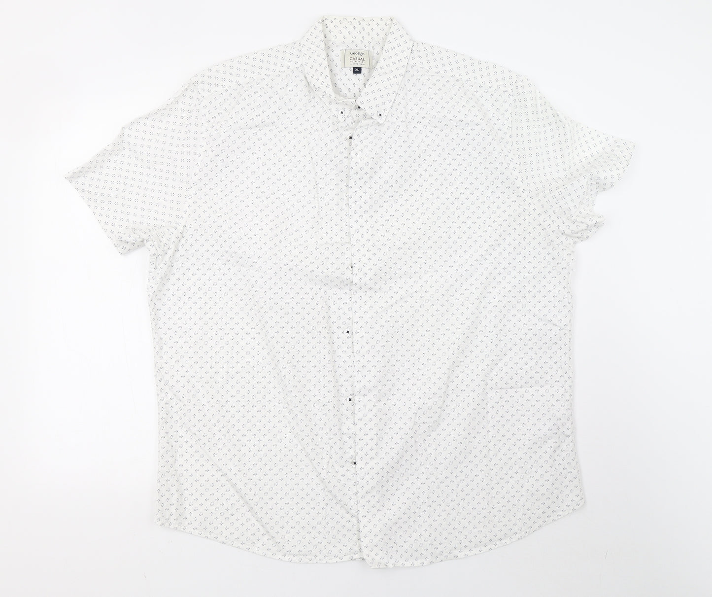 George Mens White Polka Dot   Polo Size XL