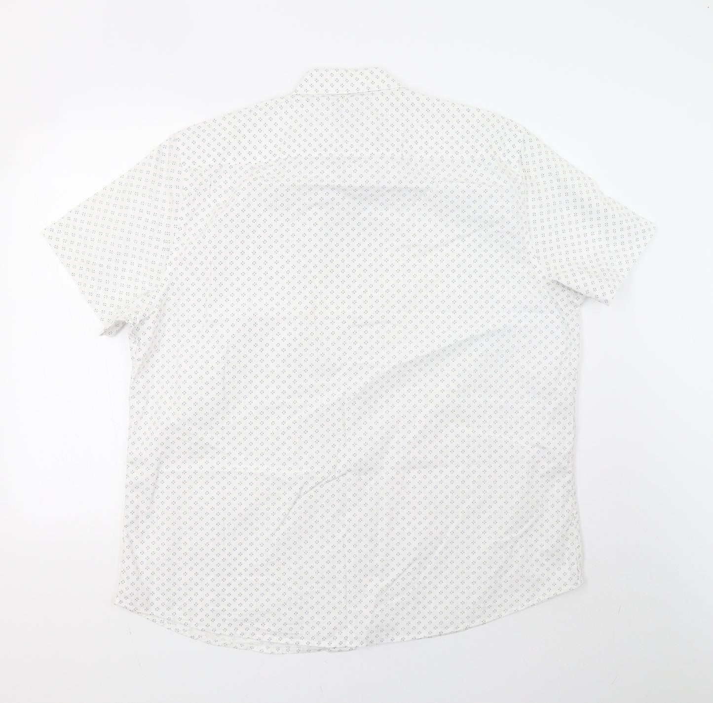 George Mens White Polka Dot   Polo Size XL