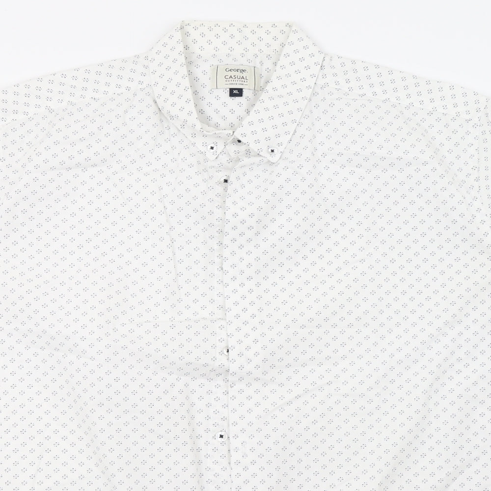 George Mens White Polka Dot   Polo Size XL