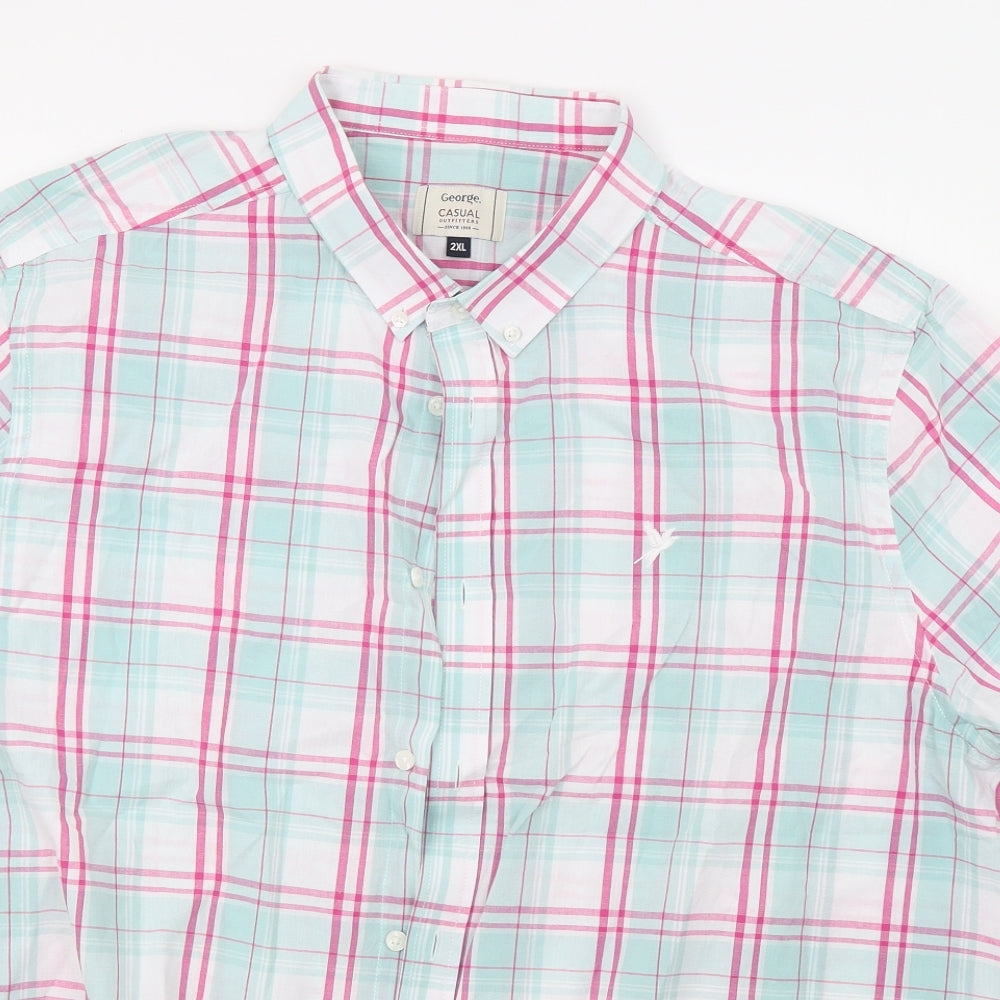 George Mens White Check   Polo Size 2XL
