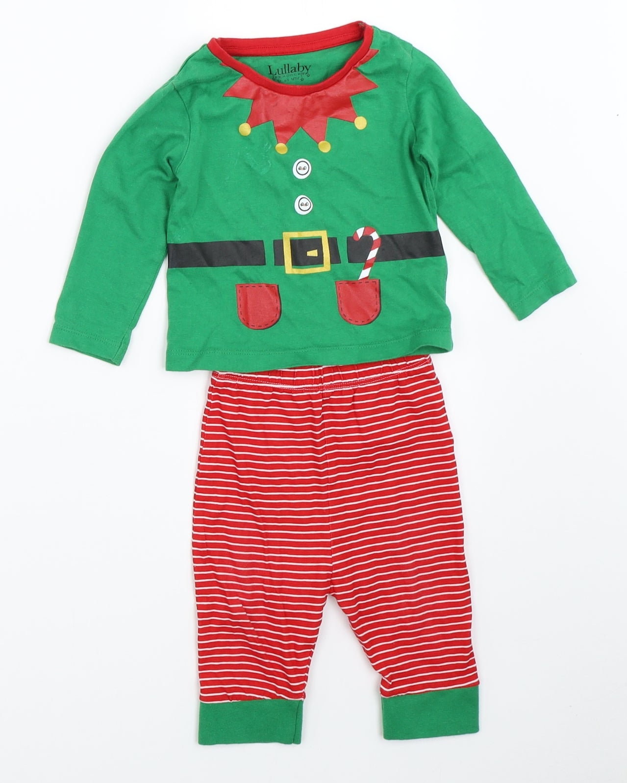 Peacocks Boys Green Solid  Capri Pyjama Set Size 6-9 Months  - christmas elf