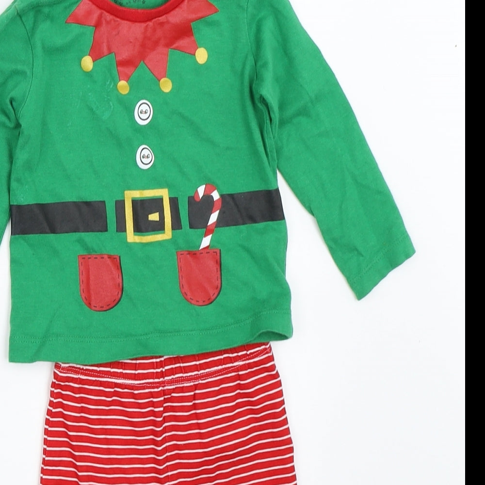 Peacocks Boys Green Solid  Capri Pyjama Set Size 6-9 Months  - christmas elf